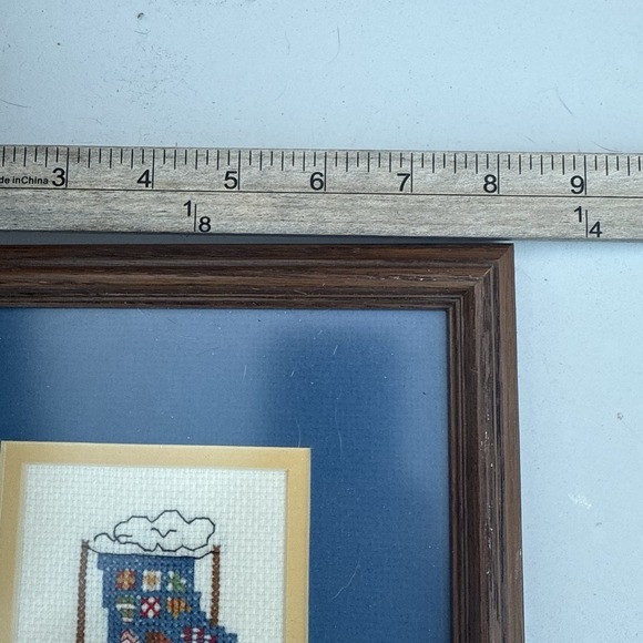 Mini Needlepoint Art Framed And Matted Of A Quite Country Chic Handmade - Picture 7 of 7